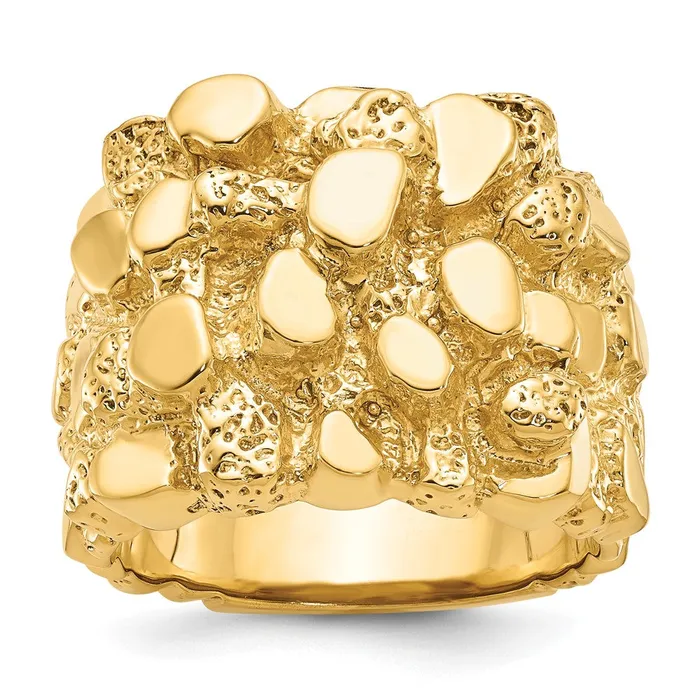 14k Yellow Gold Mens Nugget Ring Goldia Rings