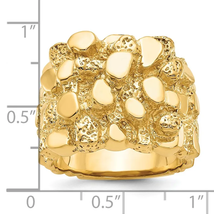 14k Yellow Gold Mens Nugget Ring Goldia Rings