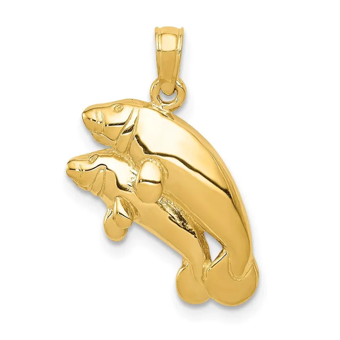 14k Yellow Gold Polished Double Manatee Pendant Goldia PreStyled Sets