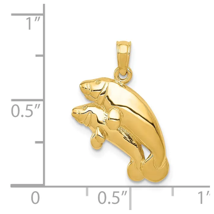 14k Yellow Gold Polished Double Manatee Pendant Goldia PreStyled Sets