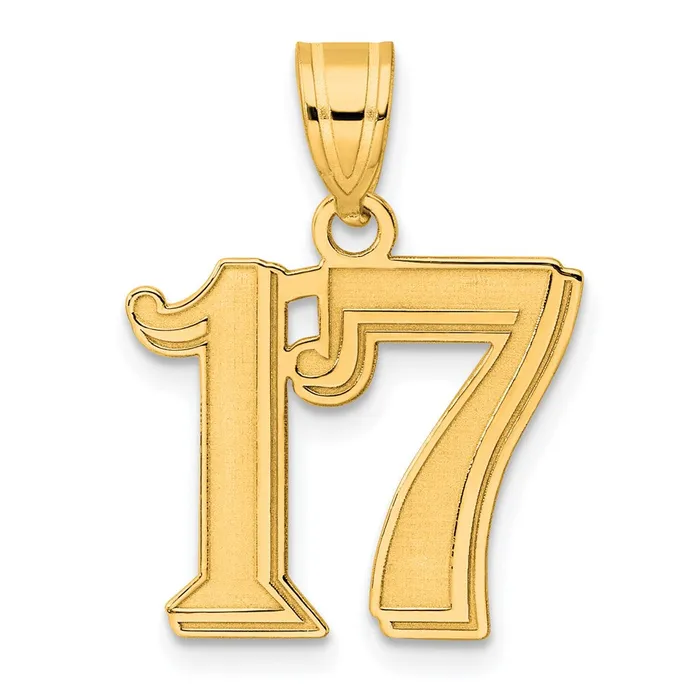14k Yellow Gold Polished Etched Number 17 Pendant Goldia PreStyled Sets