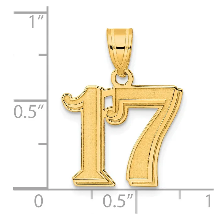 14k Yellow Gold Polished Etched Number 17 Pendant Goldia PreStyled Sets