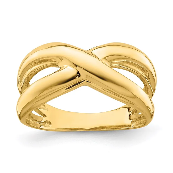 14K Yellow Gold Polished w Cut Out Sides X Dome Ring Goldia Rings