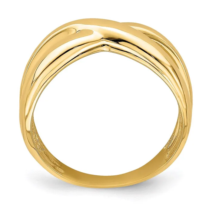 14K Yellow Gold Polished w Cut Out Sides X Dome Ring Goldia Rings