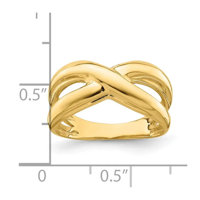 14K Yellow Gold Polished w Cut Out Sides X Dome Ring Goldia Rings