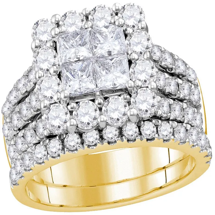14k Yellow Gold Princess Diamond Cluster Bridal Engagement Ring 3 Cttw gndatlanta Rings 14k Yellow Gold Princess Diamond Cluster Bridal Engagement Ring 3 Cttw gndatlanta Rings