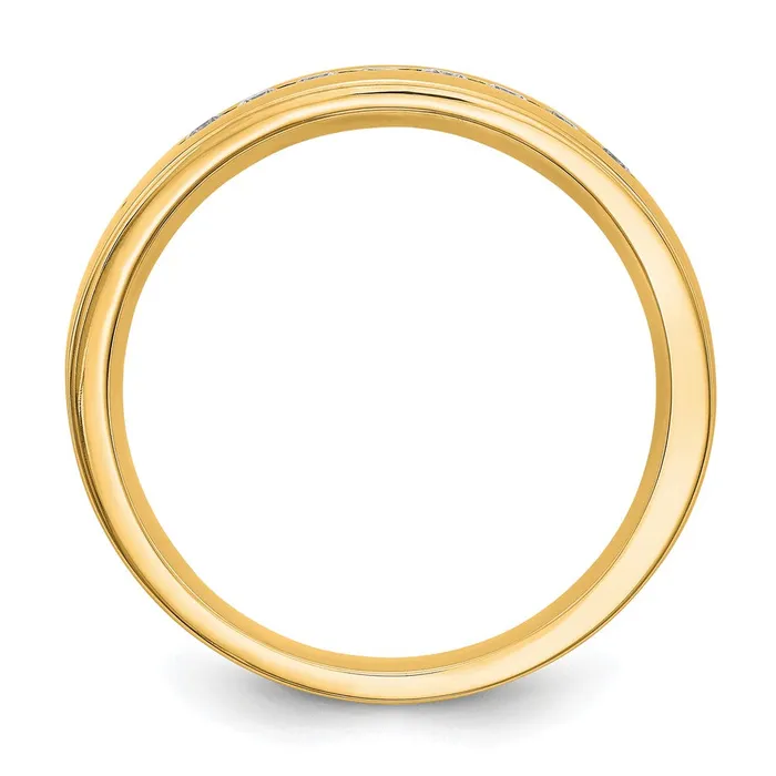 14K Yellow Gold Real Diamond Mens Band Goldia Rings