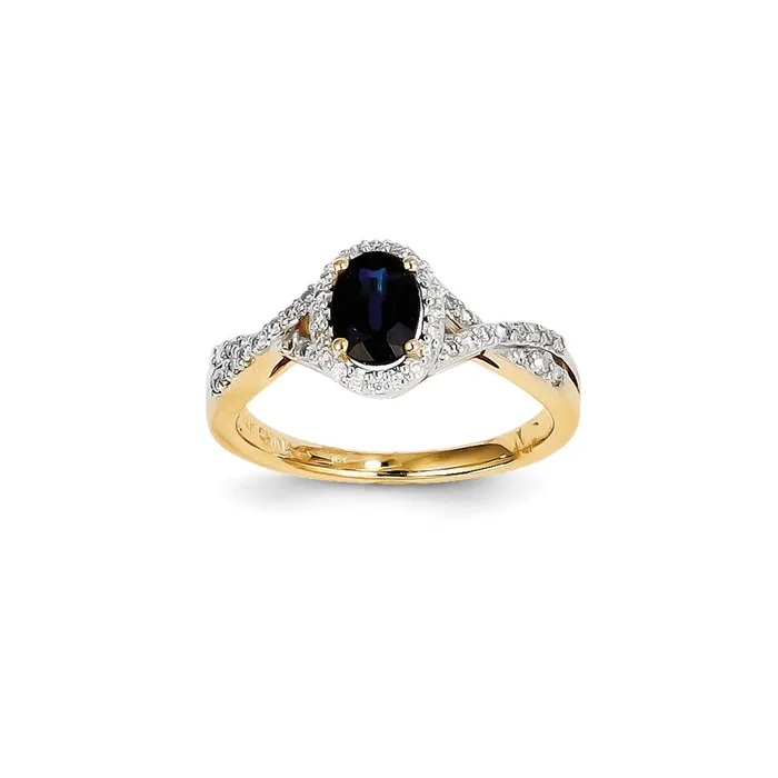 14K Yellow Gold Real Diamond Sapphire Ring Goldiacom Rings
