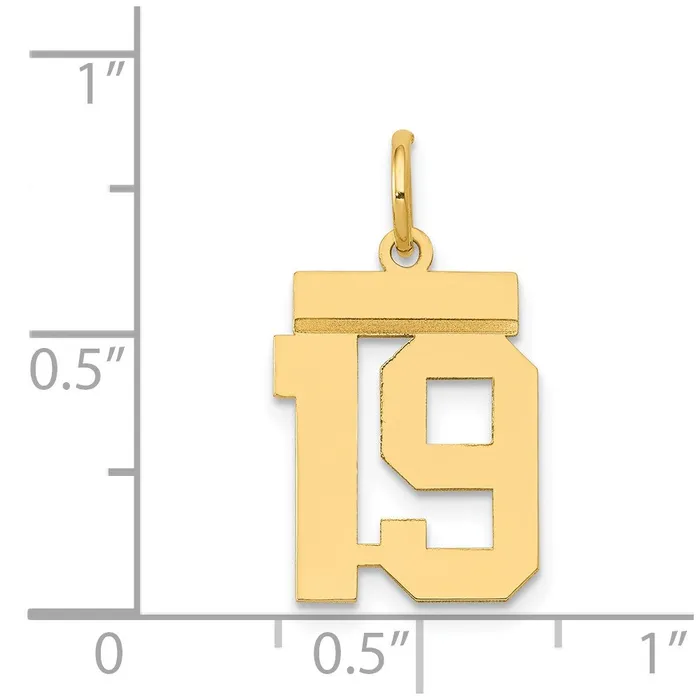 14k Yellow Gold Small Polished Number 19 Charm Goldia Charm Necklaces