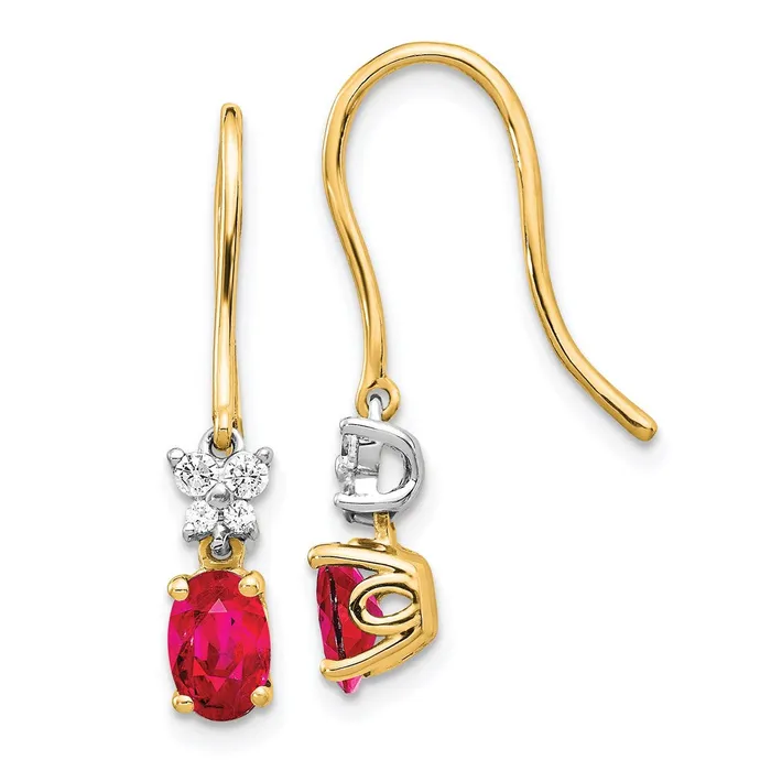 14k Yellow Gold Two Tone Real Diamond and Oval Ruby Earrings Goldia Earrings 14k Yellow Gold Two Tone Real Diamond and Oval Ruby Earrings Goldia Earrings