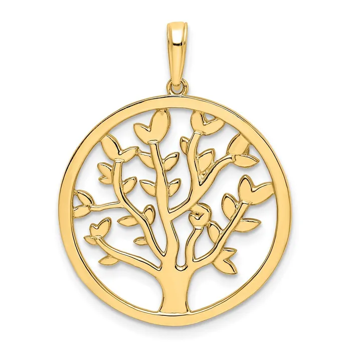 14k Yellow Rhodium Gold and White Rhodium Diamondcut Tree of Life Pendant Goldia Necklaces
