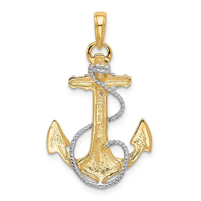 14k Yellow Rhodium Gold w Rhodium Anchor WRope Pendant Goldia PreStyled Sets