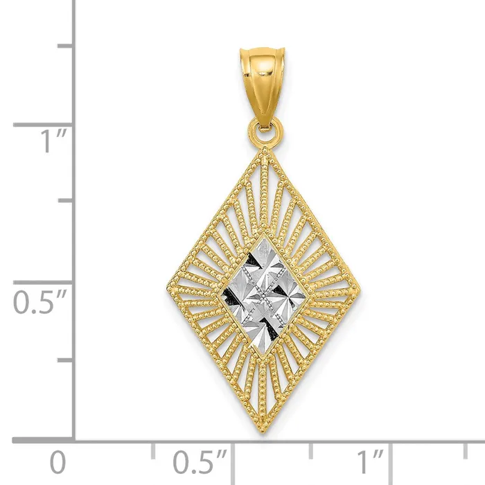 14k Yellow Rhodium Gold wRhodium DC Diamond Shape Charm Goldia Charm Necklaces