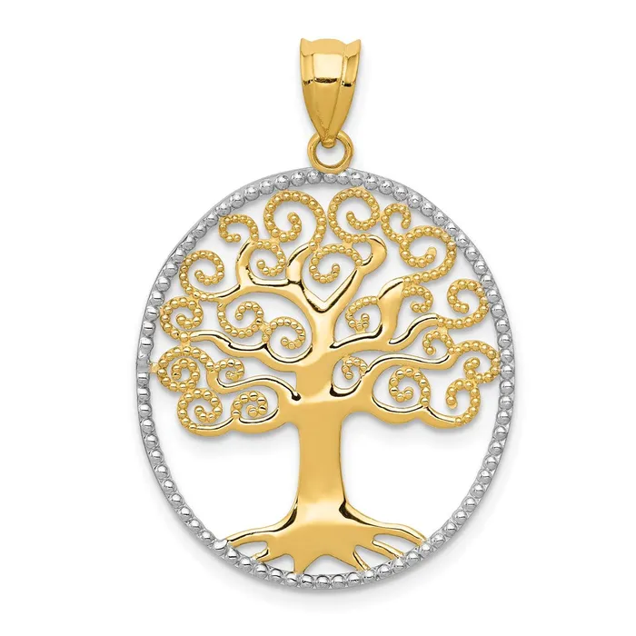14k Yellow Rhodium Gold wRhodium Filigree Tree of Life Pendant Goldia Necklaces 14k Yellow Rhodium Gold wRhodium Filigree Tree of Life Pendant Goldia Necklaces