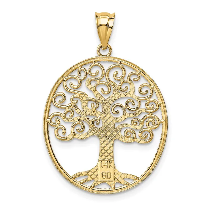 14k Yellow Rhodium Gold wRhodium Filigree Tree of Life Pendant Goldia Necklaces