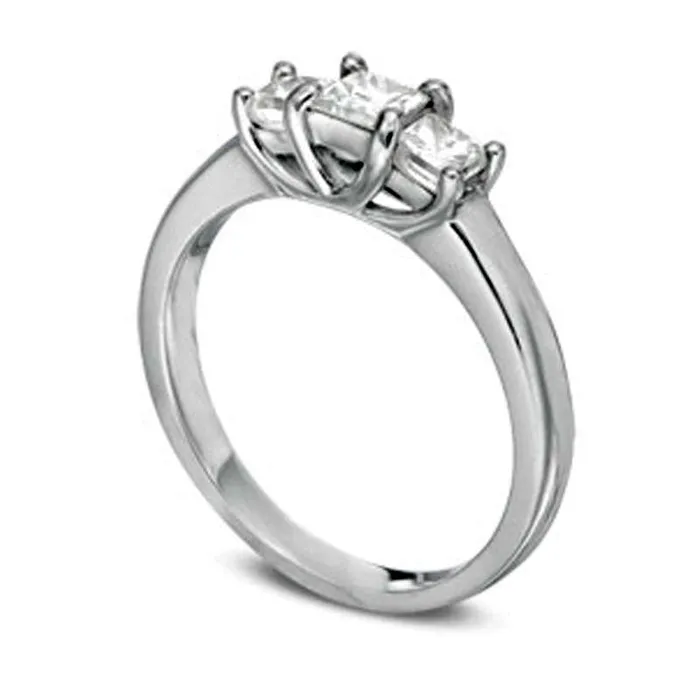 20 CT TW PrincessCut Natural Diamond Three Stone Engagement Ring in Solid 14K White Gold ISI2 Goldia Rings