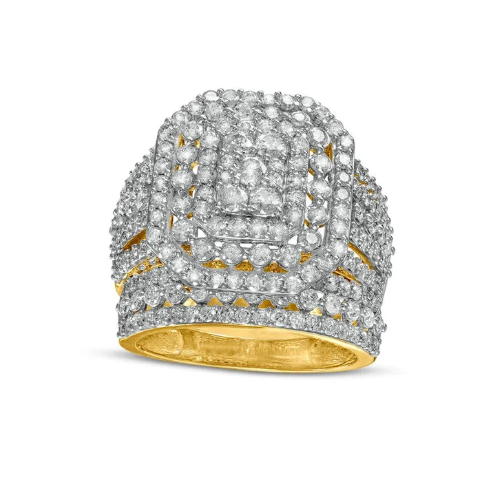 220 CT TW Composite Natural Diamond Triple Octagonal Frame MultiRow Bridal Engagement Ring Set in Solid 10K Yellow Gold Goldia Rings 220 CT TW Composite Natural Diamond Triple Octagonal Frame MultiRow Bridal Engagement Ring Set in Solid 10K Yellow Gold Goldia Rings