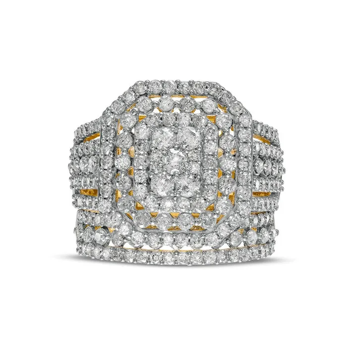 220 CT TW Composite Natural Diamond Triple Octagonal Frame MultiRow Bridal Engagement Ring Set in Solid 10K Yellow Gold Goldia Rings 220 CT TW Composite Natural Diamond Triple Octagonal Frame MultiRow Bridal Engagement Ring Set in Solid 10K Yellow Gold Goldia Rings