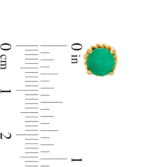 60mm Emerald Solitaire RopeTextured Frame Stud Earrings in Sterling Silver and 10K Gold Goldia Earrings 60mm Emerald Solitaire RopeTextured Frame Stud Earrings in Sterling Silver and 10K Gold Goldia Earrings