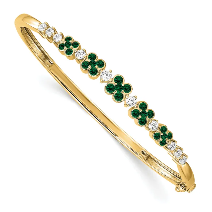 Bracelets Goldia 14k Yellow Gold Lab Grown Diamond VSSI FGH CreatedEmerald Bangle Bracelet