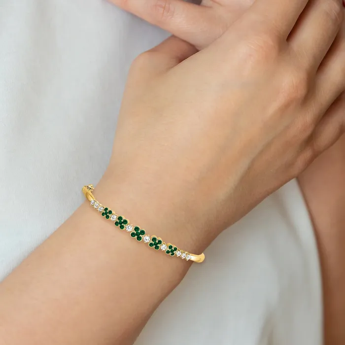 Bracelets Goldia 14k Yellow Gold Lab Grown Diamond VSSI FGH CreatedEmerald Bangle Bracelet