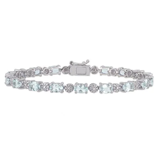 Bracelets JMS always Original AMOUR 715 CT TGW Aquamarine and Diamond Accent Tennis Bracelet In Sterling Silver Bracelets JMS always Original AMOUR 715 CT TGW Aquamarine and Diamond Accent Tennis Bracelet In Sterling Silver