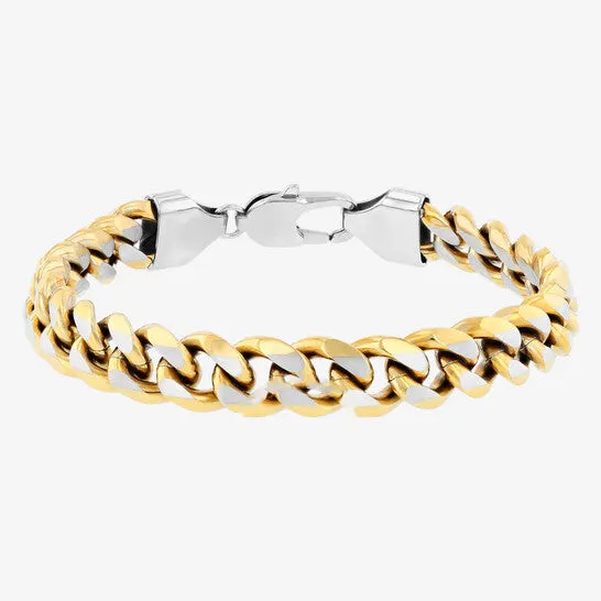 Bracelets JMS always Original Robert Alton Stainless Steel with White Yellow Finish Beveled Curb Bracelet