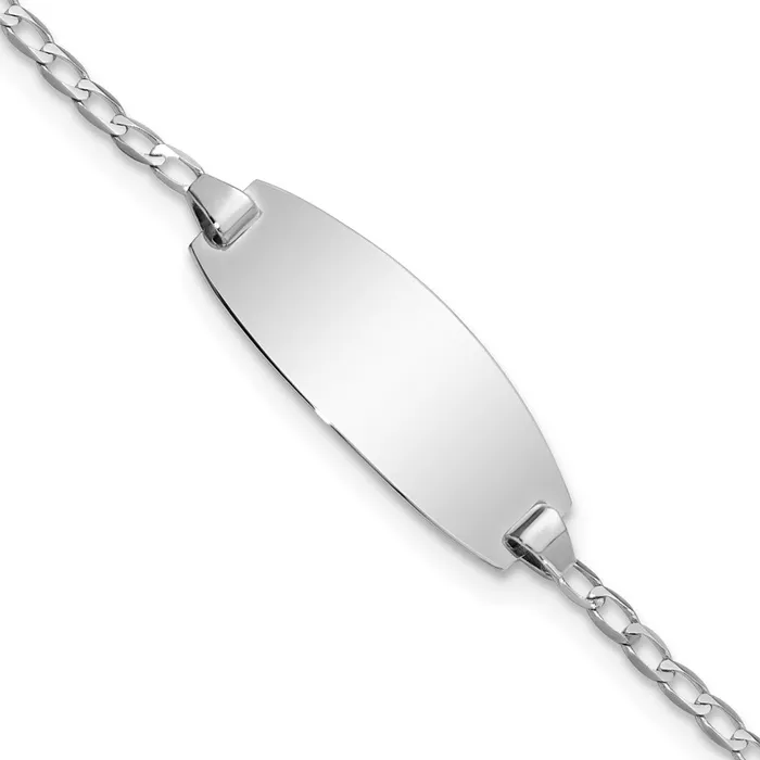 Bracelets MDS Solid 14K White Gold Oval Curb ID Bracelet