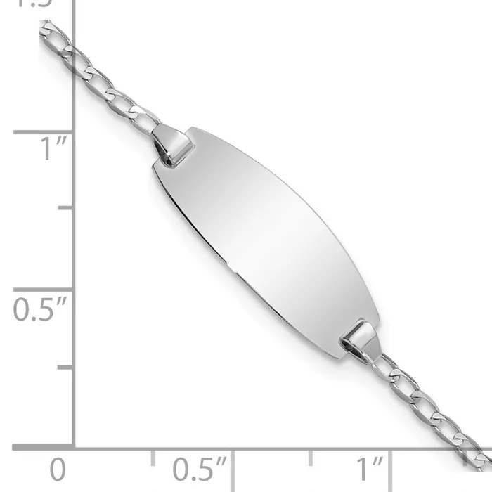 Bracelets MDS Solid 14K White Gold Oval Curb ID Bracelet Bracelets MDS Solid 14K White Gold Oval Curb ID Bracelet