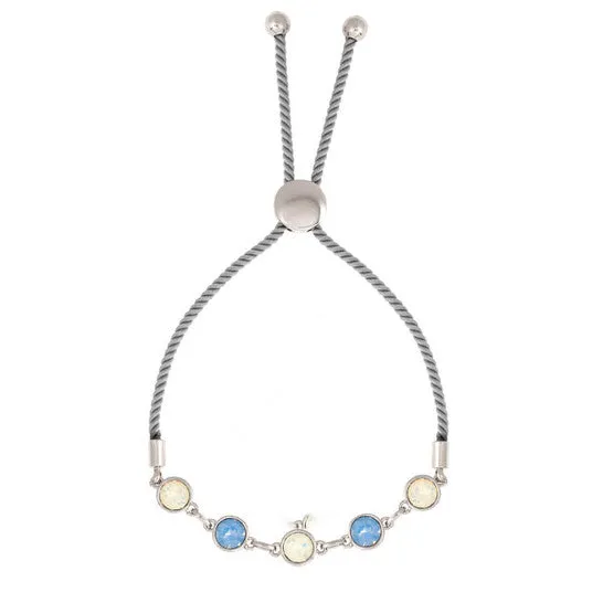 Bracelets Original Elegant Confetti Womens 18K White Gold Plated Blue and White Swarovski Crystal Adjustable Bolo Grey Rope Bracelet JMS always Bracelets Original Elegant Confetti Womens 18K White Gold Plated Blue and White Swarovski Crystal Adjustable Bolo Grey Rope Bracelet JMS always