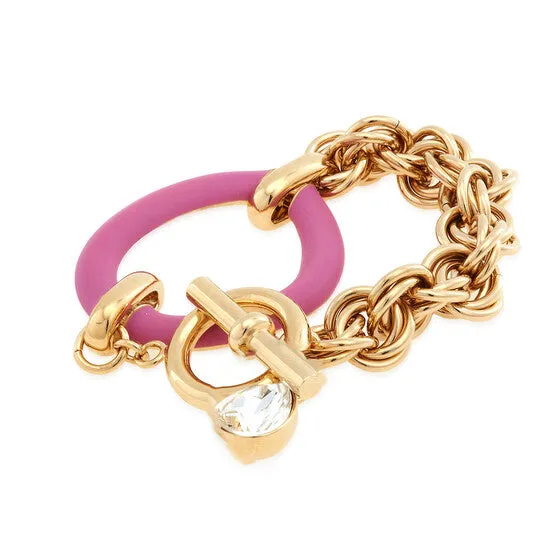 Bracelets Original JW Anderson Ladies Gold Pink Oversized Chain Crystal Bracelet JMS always Bracelets Original JW Anderson Ladies Gold Pink Oversized Chain Crystal Bracelet JMS always
