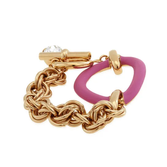 Bracelets Original JW Anderson Ladies Gold Pink Oversized Chain Crystal Bracelet JMS always Bracelets Original JW Anderson Ladies Gold Pink Oversized Chain Crystal Bracelet JMS always