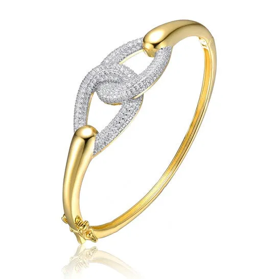 Bracelets Original Megan Walford Sterling Silver 14k Yellow Gold Plated with Cubic Zirconia Entwined Double Raindrop Bangle Bracelet JMS always
