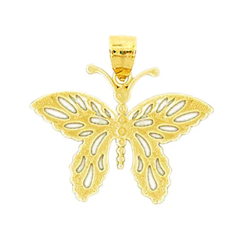 Charm Necklaces 14K Gold 17MM Butterfly Charm Goldia