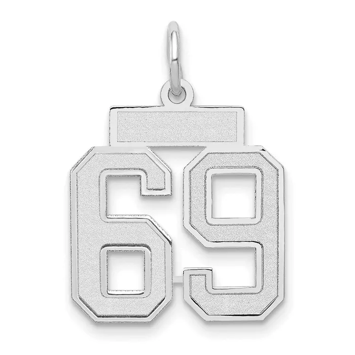 Charm Necklaces 14k White Goldw Small Satin Number 69 Charm Goldia