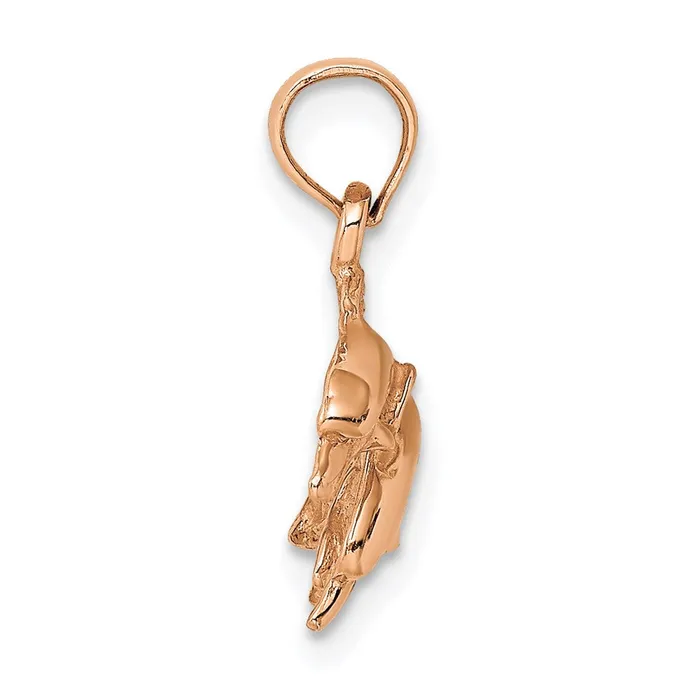 Charm Necklaces Goldia 14k Rose Gold Polished Double Dolphins Jumping Left Charm