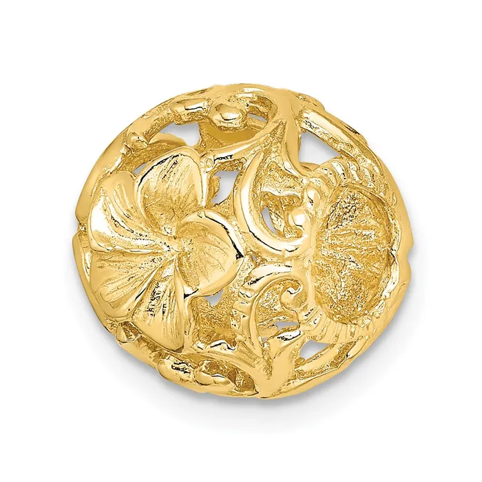 Charm Necklaces Goldia 14k Yellow Gold 3D Cutout Flower Barrel Slide Charm