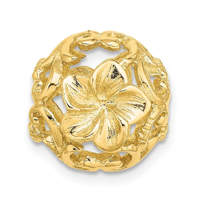 Charm Necklaces Goldia 14k Yellow Gold 3D Cutout Flower Barrel Slide Charm