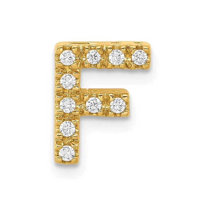 Charm Necklaces Goldia 14K Yellow Gold Real Diamond Letter F Initial Charm