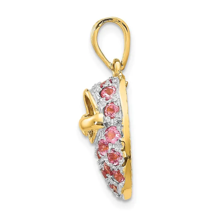 Charm Necklaces Goldia 14k Yellow Rhodium Gold Rhodium ProngSet OctoberPink Tourmaline Baby Shoe Charm