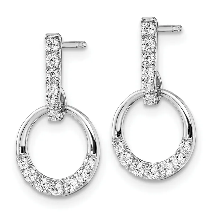 Earrings 14k White Gold 38 Ct Lab Grown Diamond VSSI G Dangle Circle Post Earrings Goldia