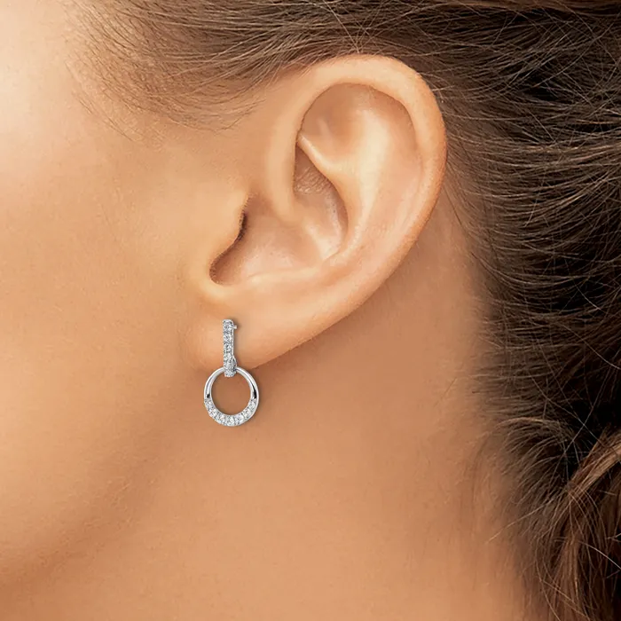 Earrings 14k White Gold 38 Ct Lab Grown Diamond VSSI G Dangle Circle Post Earrings Goldia