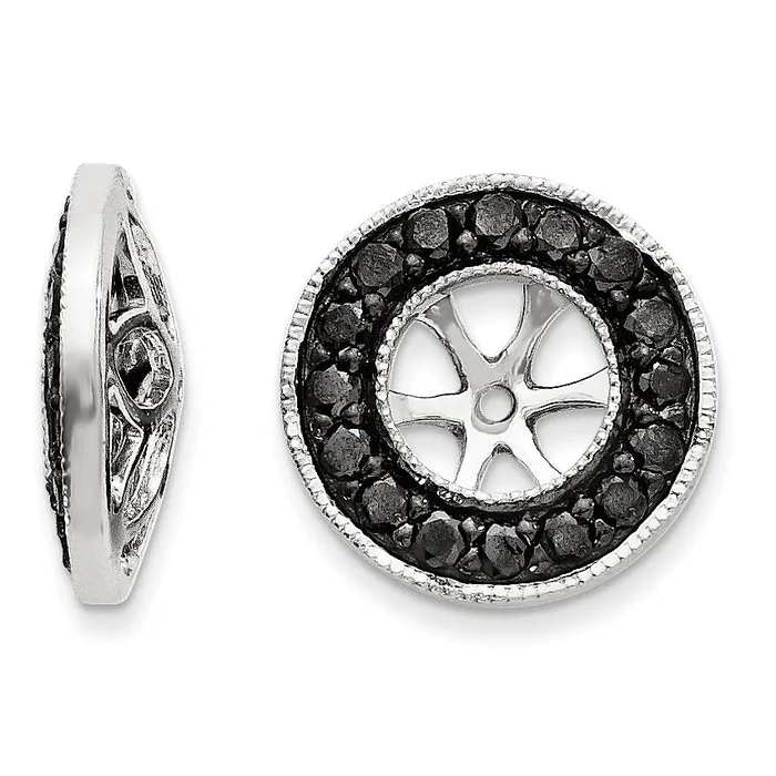 Earrings 14k White Gold Black Diamond Earring Jackets goldiaca