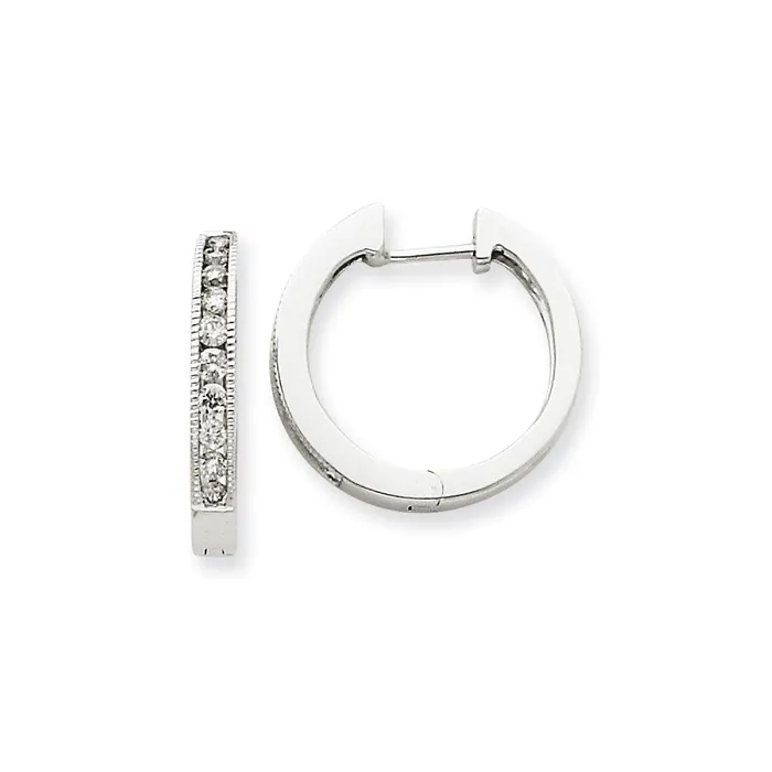 Earrings 14k White Gold Real Diamond Hoop Earrings Goldia