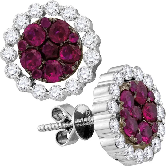 Earrings gndatlanta 18k White Gold Round Ruby Diamond Convertible Dangle Earrings 214 Cttw Earrings gndatlanta 18k White Gold Round Ruby Diamond Convertible Dangle Earrings 214 Cttw