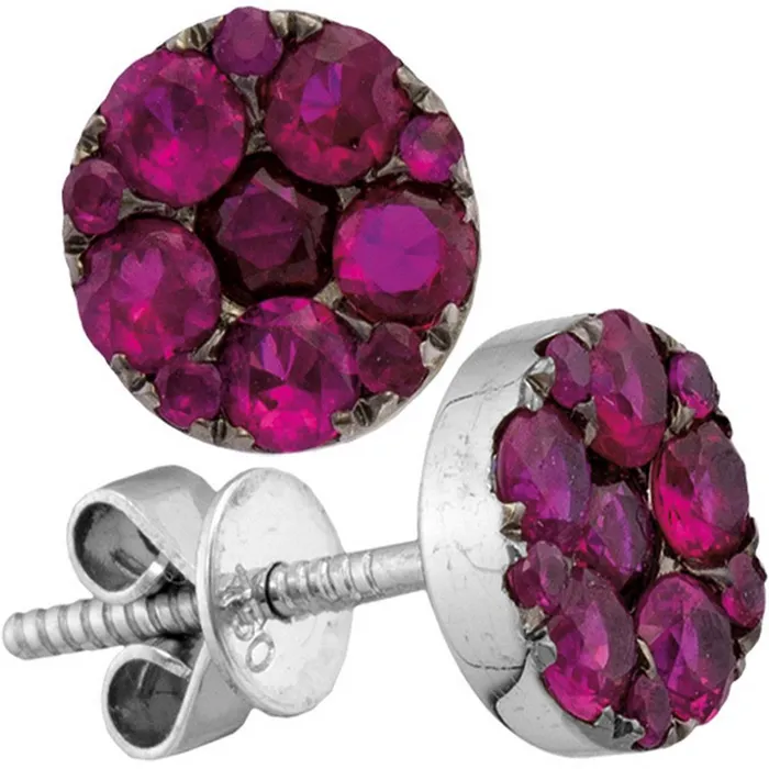 Earrings gndatlanta 18k White Gold Round Ruby Diamond Convertible Dangle Earrings 214 Cttw
