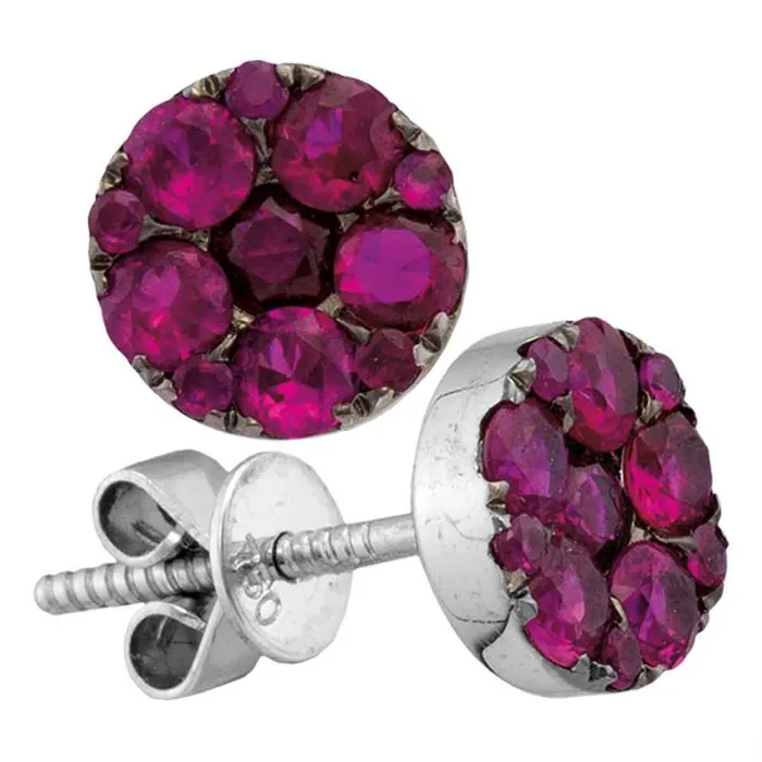 Earrings gndatlanta 18k White Gold Round Ruby Diamond Convertible Dangle Earrings 214 Cttw