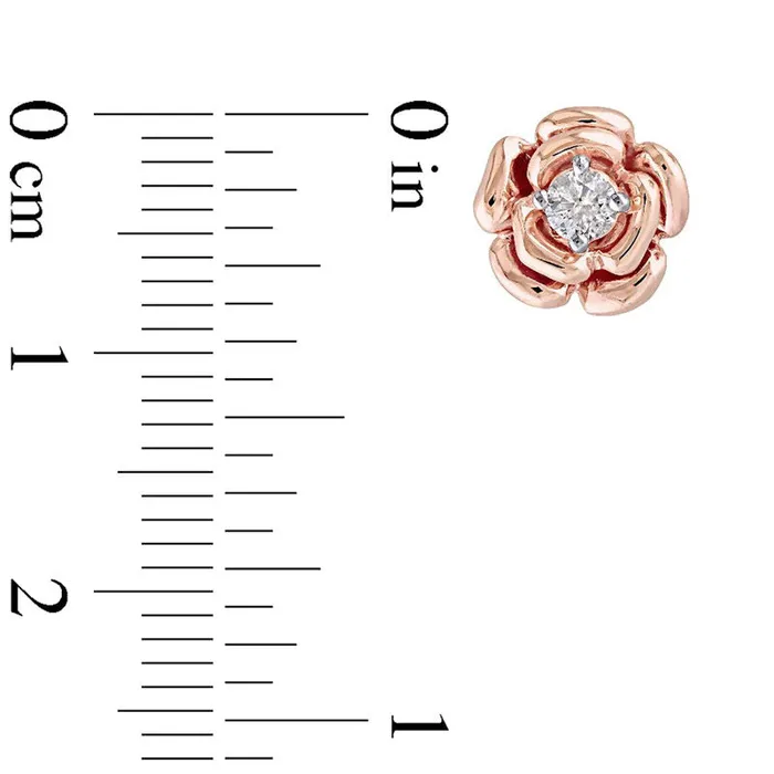 Earrings Goldia 02 CT TW Diamond Solitaire Flower Stud Earrings in 10K Rose Gold