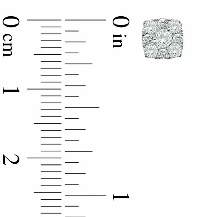 Earrings Goldia 05 CT TW Diamond Square Cluster Stud Earrings in 10K White Gold Earrings Goldia 05 CT TW Diamond Square Cluster Stud Earrings in 10K White Gold