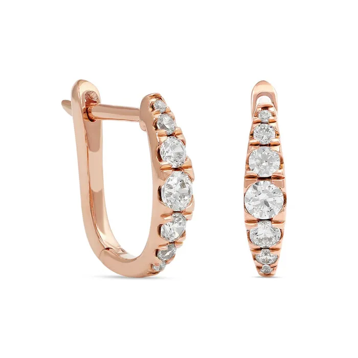 Earrings Goldia 05 CT TW Journey Diamond Hoop Earrings in 14K Rose Gold Earrings Goldia 05 CT TW Journey Diamond Hoop Earrings in 14K Rose Gold